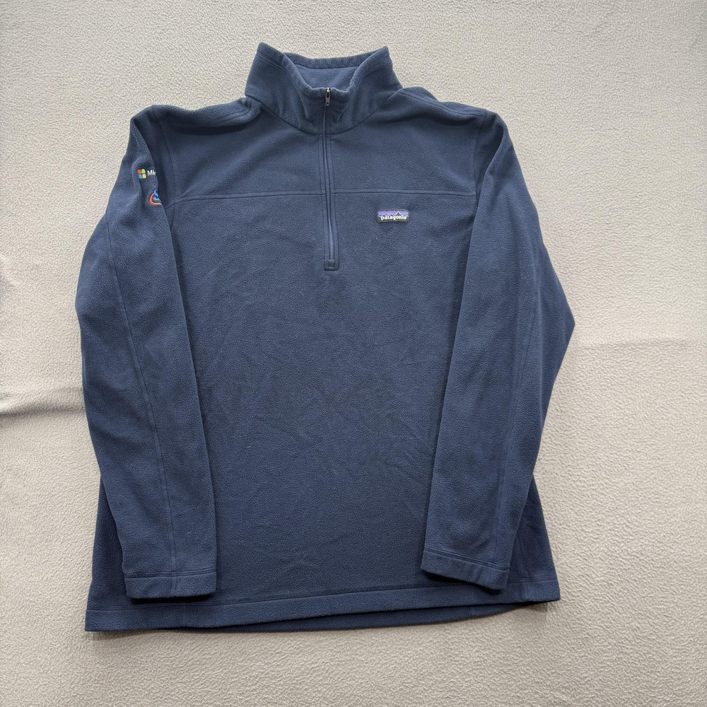Patagonia Fleece Sweatshirt Mens XL Blue 1/4 Zip Pullover Microsoft Surface Logo